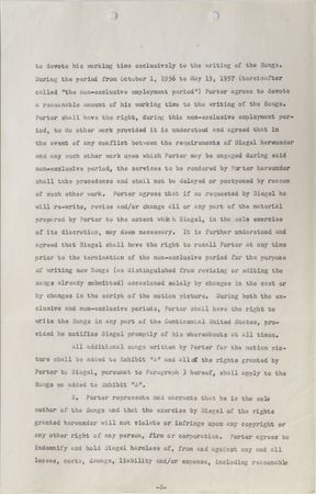 Lot #704 Cole Porter: Porter's contract for the 1957 musical comedy Les Girls - Image 3