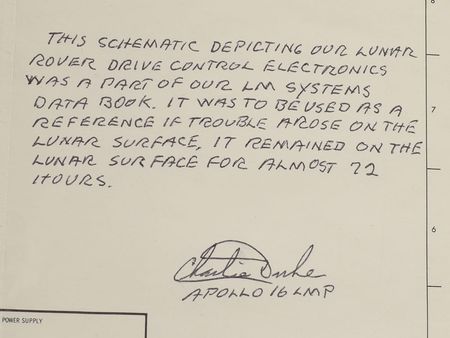 Lot #407 Charlie Duke: LRV drive control schematic present on the 