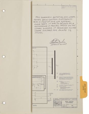 Lot #407 Charlie Duke: LRV drive control schematic present on the 