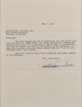 Lot #763 Marilyn Monroe: Marilyn signs off on a line in The Green-Eyed Blonde - Image 2