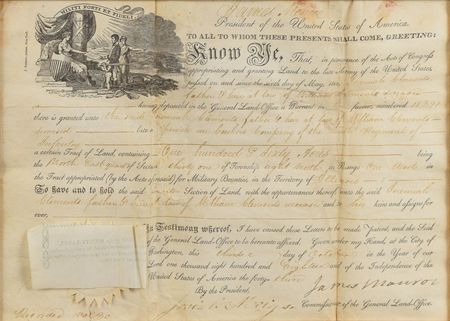 Lot #104 James Monroe: Monroe-issued military land grant from 1818 - Image 2