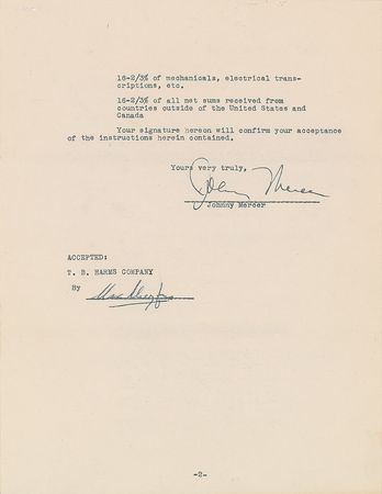 Lot #697 Johnny Mercer Signed Document - Image 2