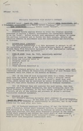 Lot #769 Star Trek: Gene Roddenberry: Roddenberry creates his first television series, The Lieutenant - Image 1