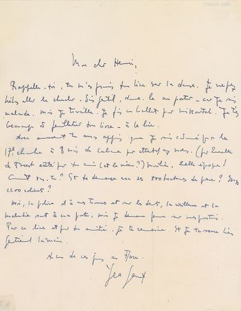 Lot #513 Jean Genet Handwritten Letter Signed - Image 1