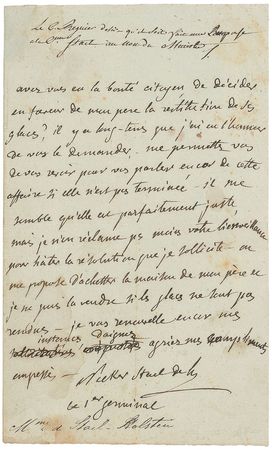 Lot #545 Madame de Stael Handwritten Letter Signed - Image 1