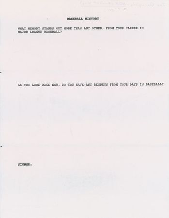Lot #855 Baseball: “What memory stands out more than any other, from your career in Major League Baseball?” - Image 4