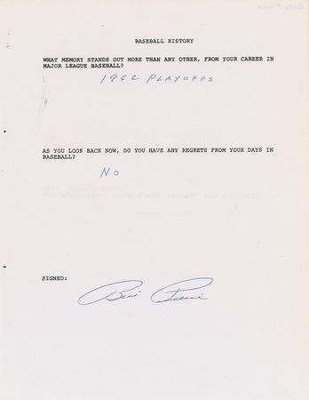 Lot #855 Baseball: “What memory stands out more than any other, from your career in Major League Baseball?” - Image 7