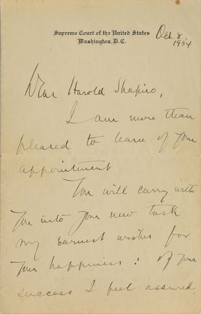 Lot #329 Benjamin Cardozo Handwritten Letter Signed - Image 1