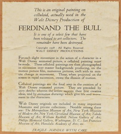 Lot #467 Ferdinand production cel from Ferdinand the Bull Production Cel - Image 2