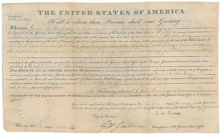 Lot #106 John Quincy Adams Signed Document - Image 1