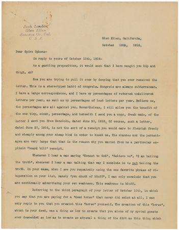 Lot #487 Jack London: Extensive letter archive examining London's controversial views on race and ethnicity - Image 7