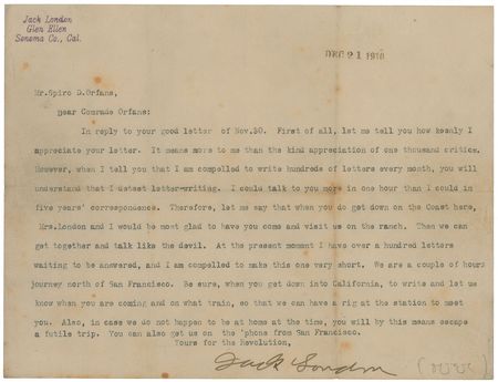 Lot #487 Jack London: Extensive letter archive examining London's controversial views on race and ethnicity - Image 11