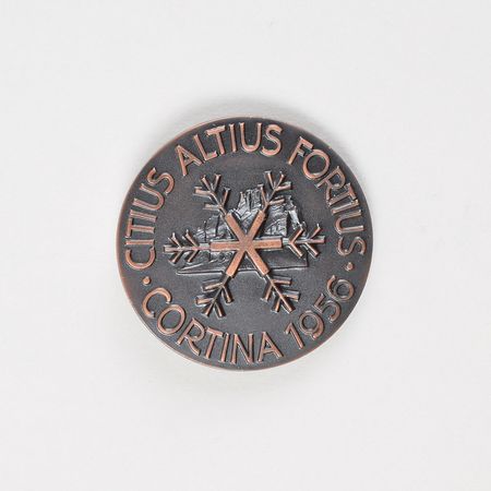 Lot #3067  Cortina 1956 Winter Olympics Bronze Participation Medal - Image 2