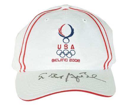 Lot #3134 George and George W. Bush Signed Beijing 2008 Summer Olympics Team USA Hat - Image 1