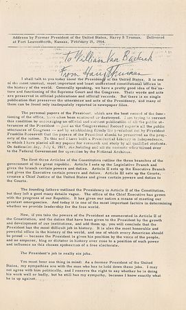 Lot #124 Harry S. Truman Speech - Image 1