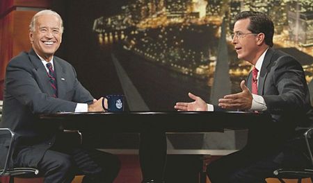 Lot #670 Stephen Colbert's Screen-Used Interview Desk: Interview desk from three seasons of The Colbert Report - Image 6