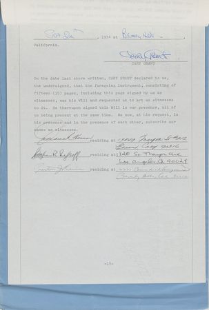Lot #675 Cary Grant: Cary Grant's last will and testament—initialed by him 20 times - Image 2
