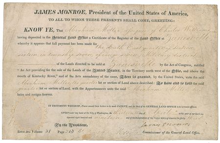 Lot #13 James Monroe Signed Document