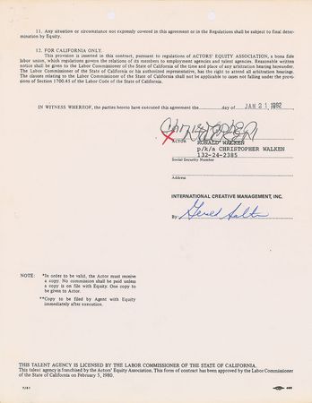 Lot #693 Actors Signed Documents - Image 1