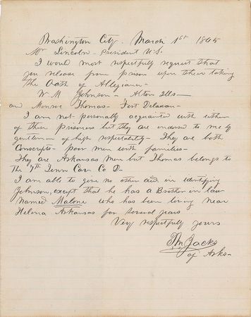 Lot #61 Abraham Lincoln: Lincoln approves the release of two prisoners of war - Image 2