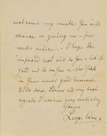 Lot #535 Leopold Auer: Archive compiled by Auer's pupil, a Minnesotan music teacher, including a handwritten speech given before 
