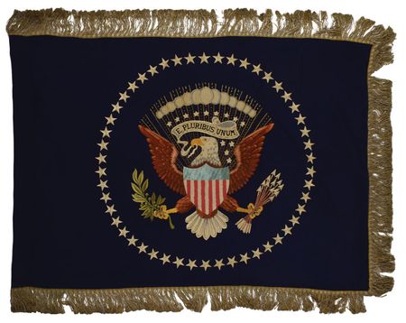 Lot #158 White House Flag: Remarkable hand-embroidered White House flag, used during four administrations - Image 1