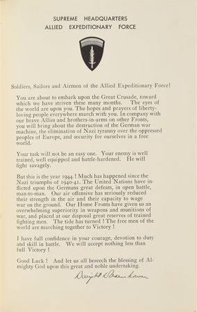 Lot #123 Dwight D. Eisenhower: Limited edition WWII memoir, signed on its desirable D-Day order - Image 1