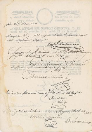 Lot #283 Antonio Lopez de Santa Anna Signed Document - Image 2