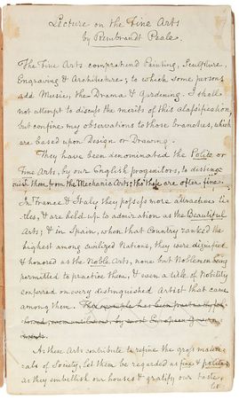 Lot #414 Rembrandt Peale: Exquisite 1839 autograph draft of Peale’s “Lecture on the Fine Arts” - Image 2