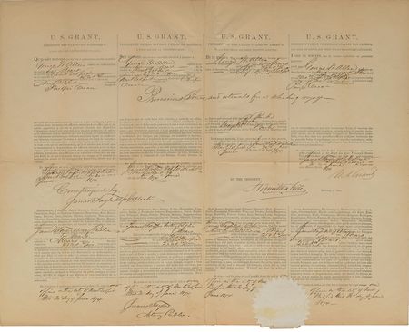 Lot #70 U. S. Grant: Sought-after 1874 ship's papers for Pacific whalers - Image 1