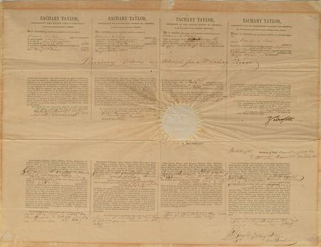 Lot #34 Zachary Taylor: Boldly signed four-language pass for the Superior's 1849 whaling voyage - Image 1
