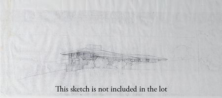 Lot #426 Frank Lloyd Wright: Stunning oversized hand-drawn schematic for a Frank Lloyd Wright home - Image 3