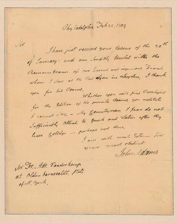 Lot #4 John Adams: My Countrymen I fear do not