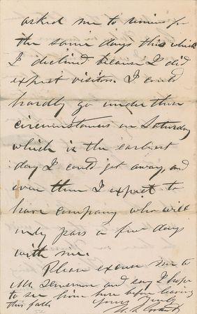 Lot #68 U. S. Grant: Scarce handwritten letter from President Grant, penned from his Long Branch summer home in 1874 - Image 1