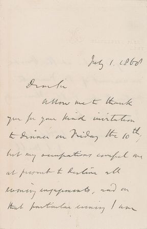 Lot #490 John Stuart Mill Handwritten Letter Signed - Image 1