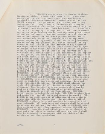 Lot #4009  Prince Signed Document for 'Cool' - Image 5