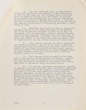 Lot #4009  Prince Signed Document for 'Cool' - Image 6