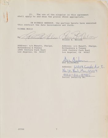 Lot #4009  Prince Signed Document for 'Cool' - Image 7
