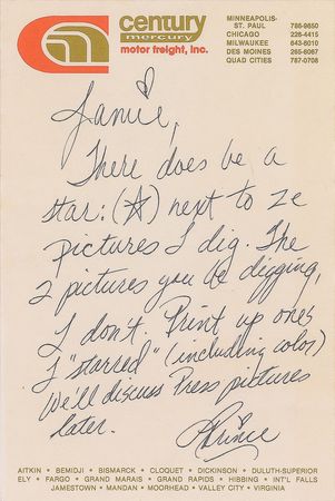 Lot #4007  Prince Handwritten Signed Note