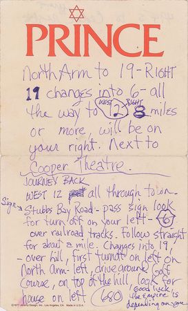 Lot #4016  Prince Handwritten Notes on Personal Letterhead - Image 1