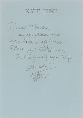Lot #4185 Kate Bush Handwritten Note to Prince's Assistant - Image 1