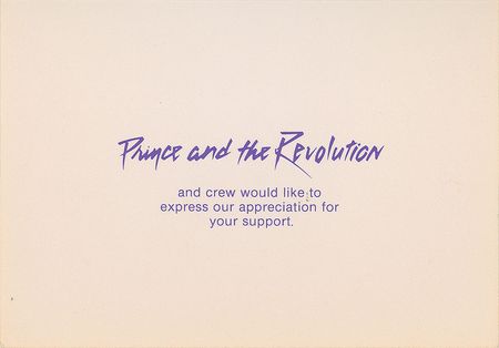 Lot #2774  Prince Purple Rain Tour 'Thank You' Card  - Image 2