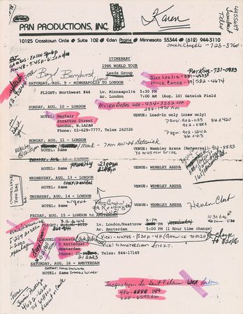 Lot #4097  Prince Parade Tour Itinerary - Image 2