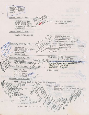 Lot #4057  Prince Purple Rain Tour Itineraries - Image 5