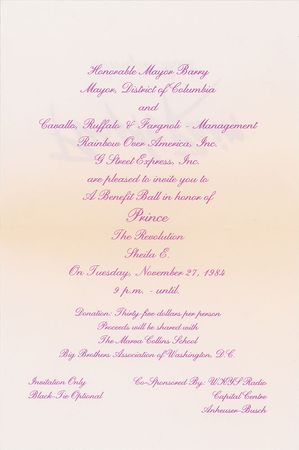 Lot #4061  Prince Purple Rain Benefit Invitation and Ticket - Image 2