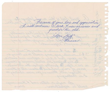 Lot #4132  Prince Handwritten Signed Speech for the 1988 Minnesota Music Awards - Image 2