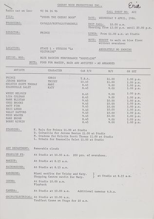 Lot #4079  Prince Collection of Tour, Production, and Promo Materials - Image 9