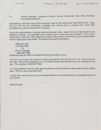 Lot #4212  Prince 1997 Jam of the Year Tour Rider, Pass, and Cassette - Image 3