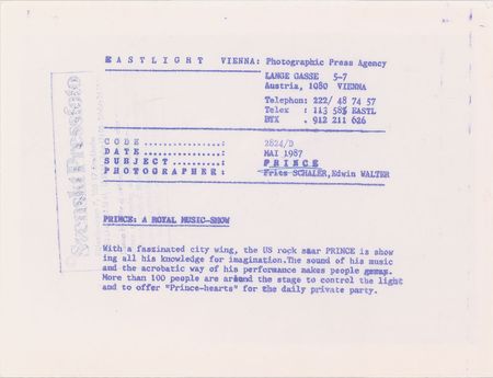 Lot #4125  Prince 1987 Sign o? the Times Tour Original Vintage Photograph - Image 2