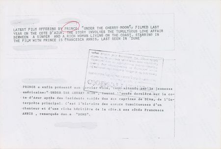 Lot #4112  Prince 1987 Under the Cherry Moon Original Vintage Photograph - Image 3